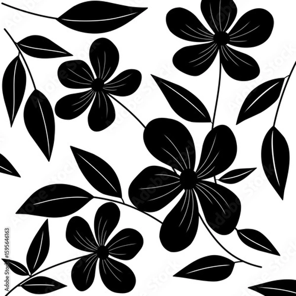 Obraz seamless pattern with black flowers