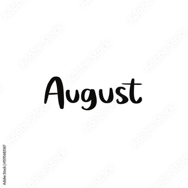 Fototapeta August Lettering Illustration Hand-Drawn Modern Calligraphy Text Design