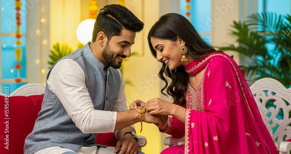 Fototapeta Raksha Bandhan sibling bond captured through a window of emotions