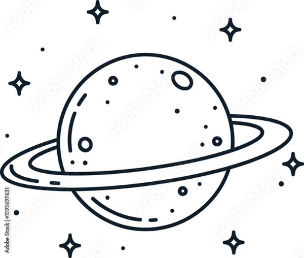 Fototapeta Minimalist Saturn Planet - Modern Space Exploration Design