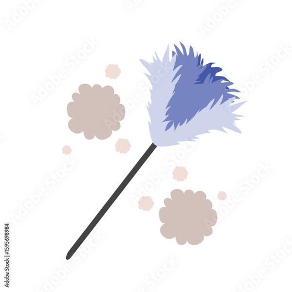 Obraz Cartoon vector of a hand using a duster to clean dust particles, ideal for household cleaning icons, hygiene education or home maintenance visuals