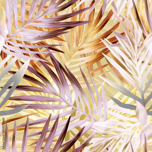 Fototapeta Palm leaves seamless pattern.