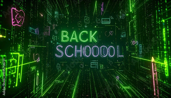 Fototapeta Back to School Chalk Drawing on Blackboard. Back to School Concept. Generated Image