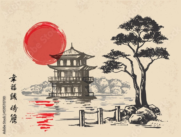 Obraz Ilustracja szkicu japońskiego