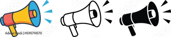 Fototapeta Megaphone vector illustration set for announcement and promotion marketing communication concept design