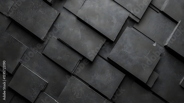 Fototapeta Dark Grey Geometric Block Texture.