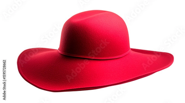 Obraz A noble wide-brimmed red hat isolated on a transparent background