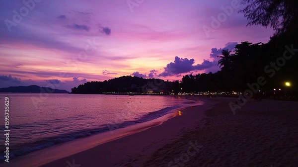 Fototapeta sunset over the sea, water, sea, ocean, landscape, clouds, nature, horizon, summer, holiday, evening