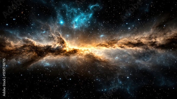 Fototapeta Galactic arc with vibrant colors and starry background creates stunning cosmic scene