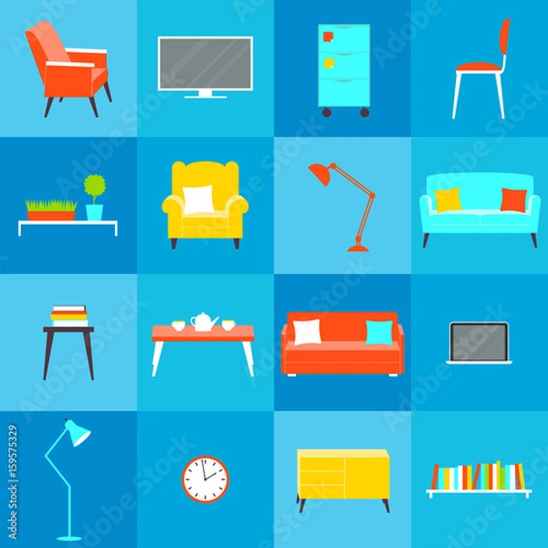 Obraz Vector set of the furniture of living room
