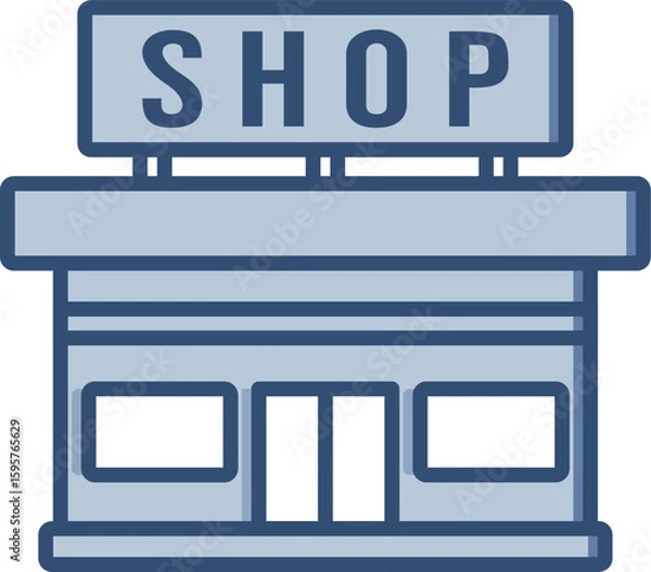Fototapeta Storefront vector icon with transparent background. Changeable blue color design.