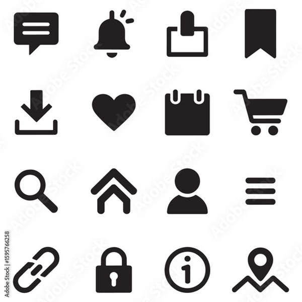 Fototapeta Versatile Icon Set Representing Common Digital Interface Elements for User Navigation and Interaction on Websites and Applications Design
