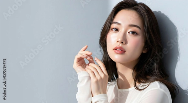 Obraz おしゃれなカットモデル女性の自然光ポートレート (Soft Radiance Portrait Series)