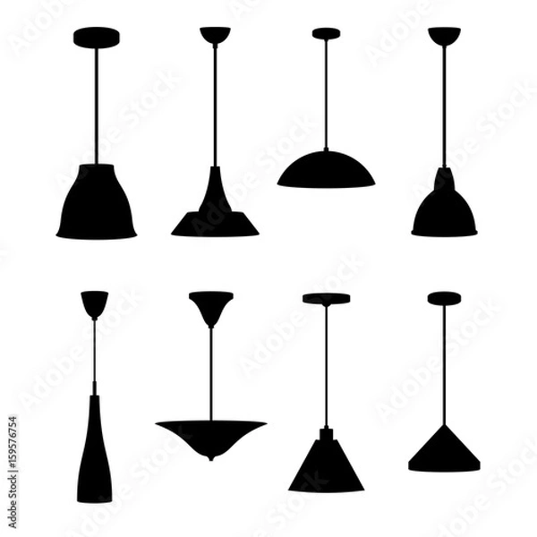 Obraz Vector collection of celling lamps. Silhouettes 