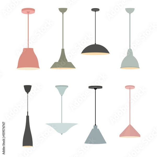 Obraz Vector set of celling lamps