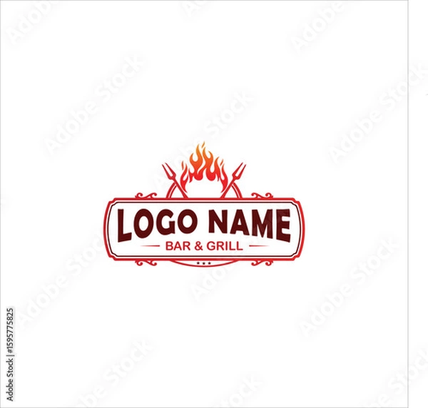 Obraz Bbq Hot bar grill logo design template