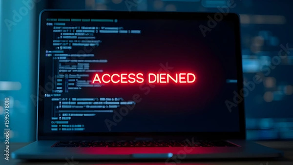 Fototapeta Laptop screen displaying access denied error message