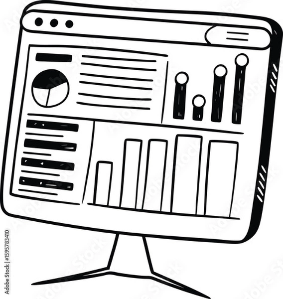 Fototapeta Data Dashboard Icon Silhouette for Metrics and Analysis