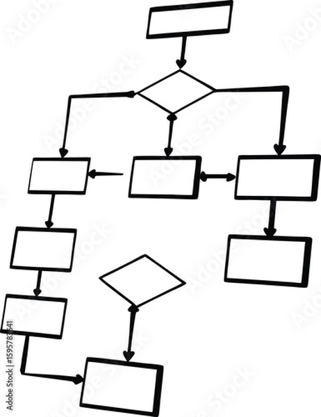 Fototapeta Flowchart Diagram Icon Silhouette Process Symbol