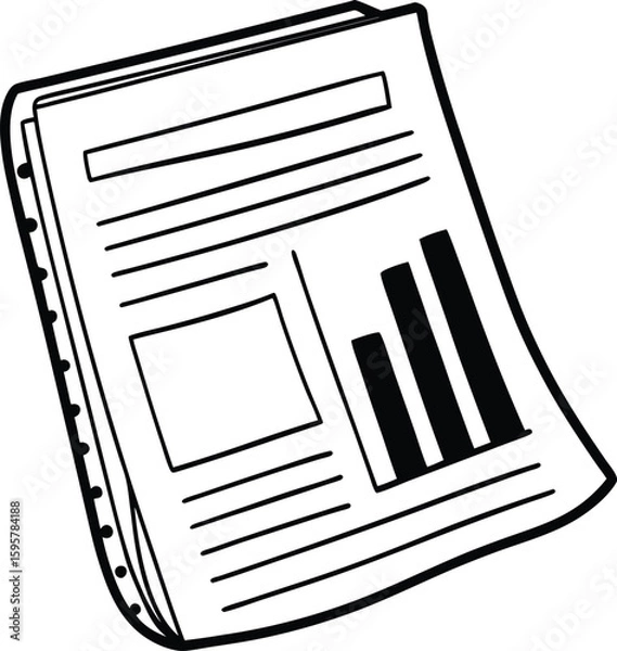 Fototapeta Business Report Silhouette Icon with Graph Chart