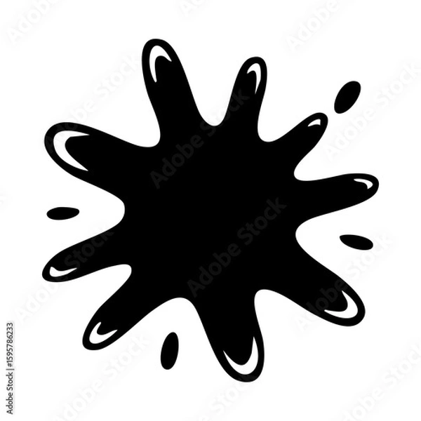 Fototapeta Black ink splatter vector illustration, paint splash graphic design element, abstract stain spot clip art image silhouette