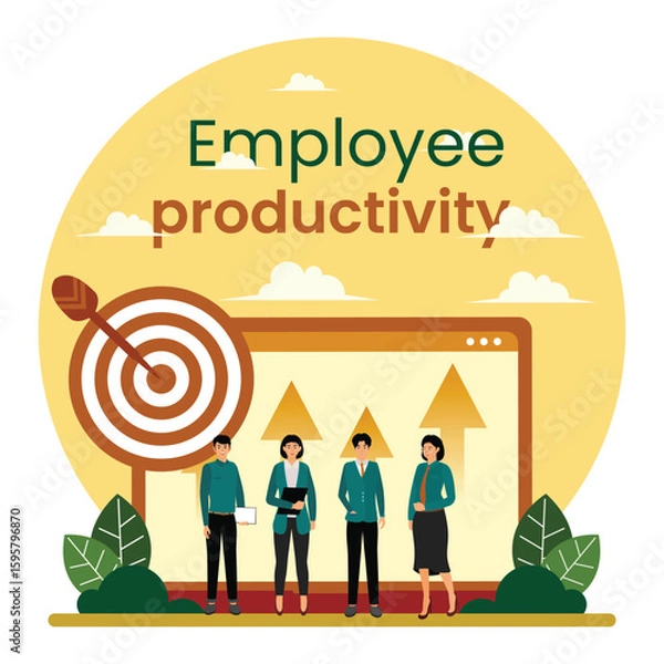 Obraz Employee productivity and performance tracking concept with Productivity and Goal Accomplishment.