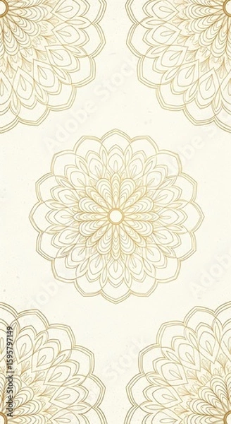 Fototapeta Elegant gold mandala pattern background design with intricate floral ornamentation and radial