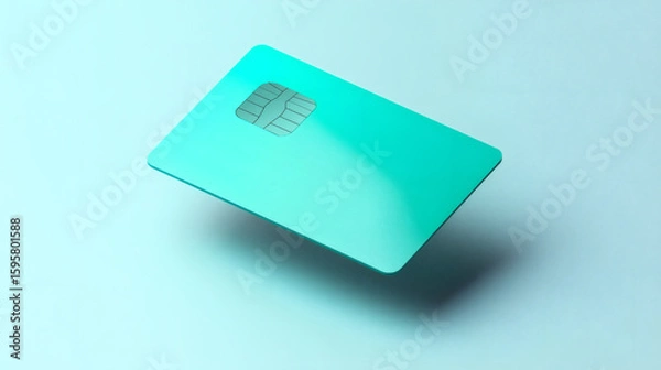 Fototapeta Green Envelope with a Small Chip on a Minimalist Background