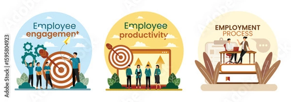 Obraz Employee engagement concept. Employee productivity and performance tracking. Employment process.