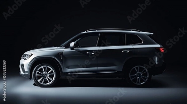 Fototapeta A high-contrast image of a split SUV, featuring distinct hard light, bold areas, and harsh shadows. No logos or branding. Divided sections are clearly defined