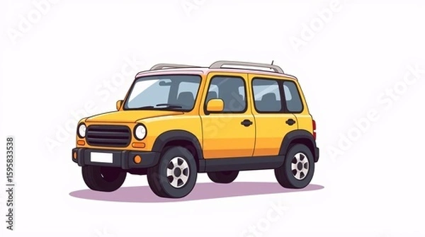 Fototapeta A vibrant illustration of an SUV, featuring complimentary contrasting colors, balanced tones, adorable and cute, charming features, no logo or brand.