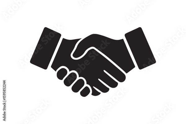 Fototapeta Historic handshake silhouette vector art illustration on white background