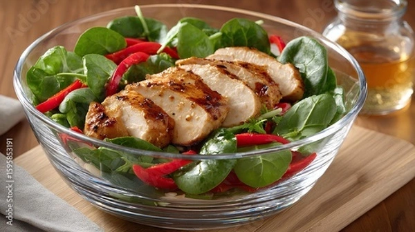 Fototapeta Grilled Chicken and Spinach Salad