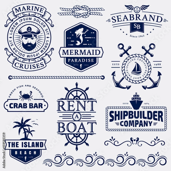 Obraz Sea and nautical logos and design elements.