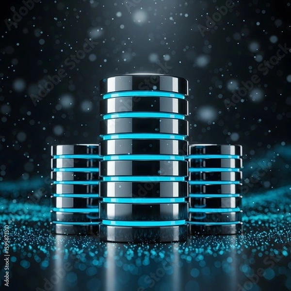 Obraz Futuristic data servers with glowing blue lights