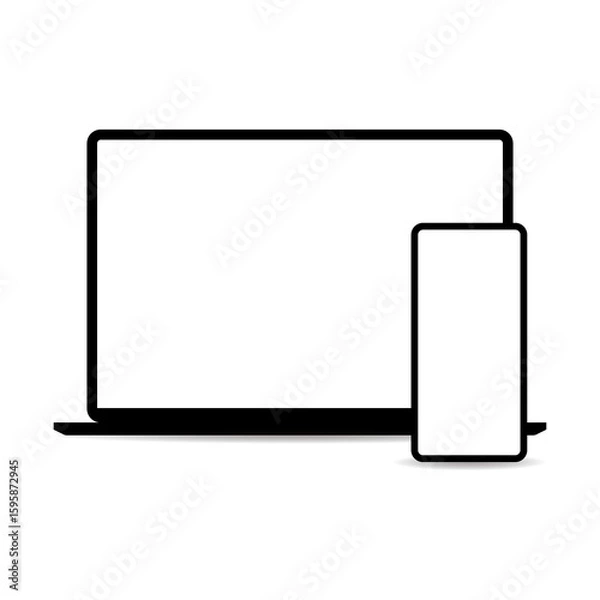 Fototapeta Smartphone and laptop mockup with transparent background (PNG version)