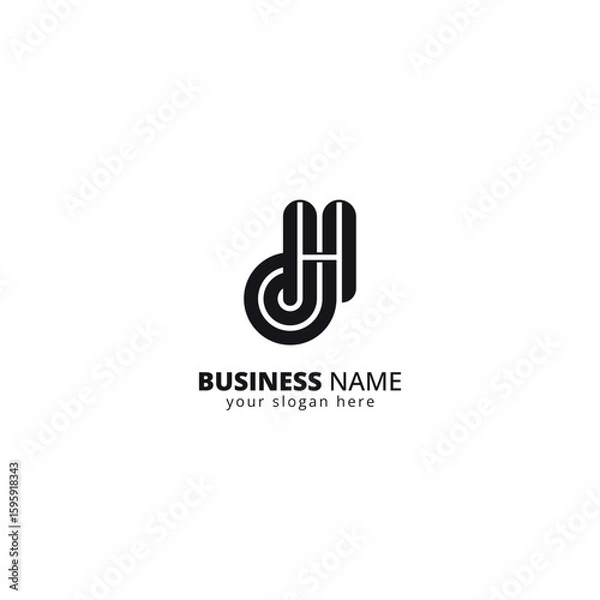 Obraz Alphabet Letter HD DH Logo, Bold Monogram Design.