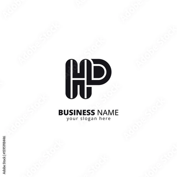 Obraz Alphabet Letter HP PH Logo, Bold Monogram Design.