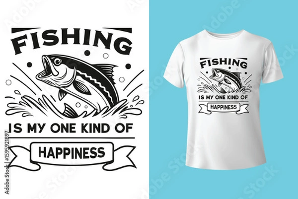 Fototapeta Cartoon of shark hunting little fishes
