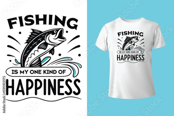 Fototapeta Cartoon of shark hunting little fishes
