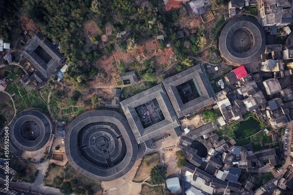 Obraz Traditional Chinese Tulou or Hakka earth buildings in Fujian showcase unique architecture