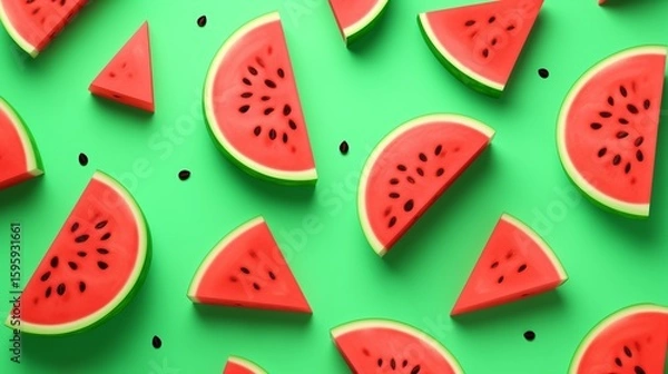 Fototapeta Watermelon Wallpaper. A playful and modern watermelon-themed background with abstract shapes, pastel tones, and summer vibes