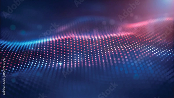 Obraz Abstract blue wave design with dynamic light and halftone texture