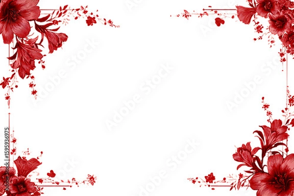 Obraz Elegant red flowers border for design