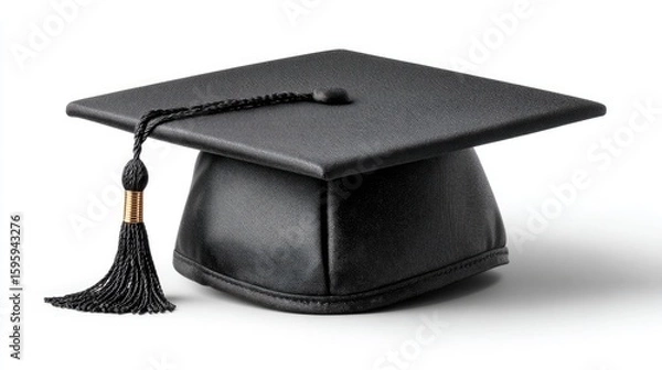Obraz Graduation cap black tassel isolated
