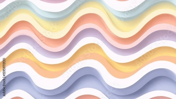 Fototapeta A visually appealing abstract pattern with wavy lines in soft pastel colors, suitable for various design purposes.