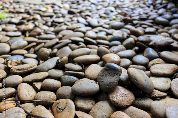 Fototapeta closeup stone floor with soft-focus in the background. film color tone over light