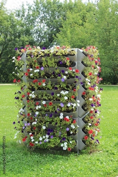 Fototapeta Beautiful multi-level flower bed. Russia.