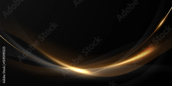 Obraz Black background with a luxurious gold effect. Vector illustration
