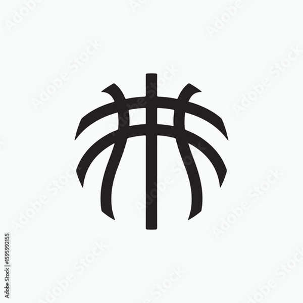 Fototapeta Black abstract basketball graphic on white background